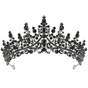 Elegant Black Crystal Tiara Goth Wedding Black Swan Princess Queen